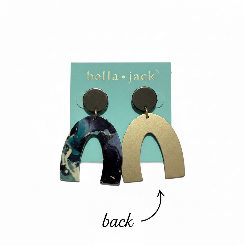 NWT Bella & Jack Blue Tone Drop Lobe Earrings Modern Fashion Jewelry Lite Weight