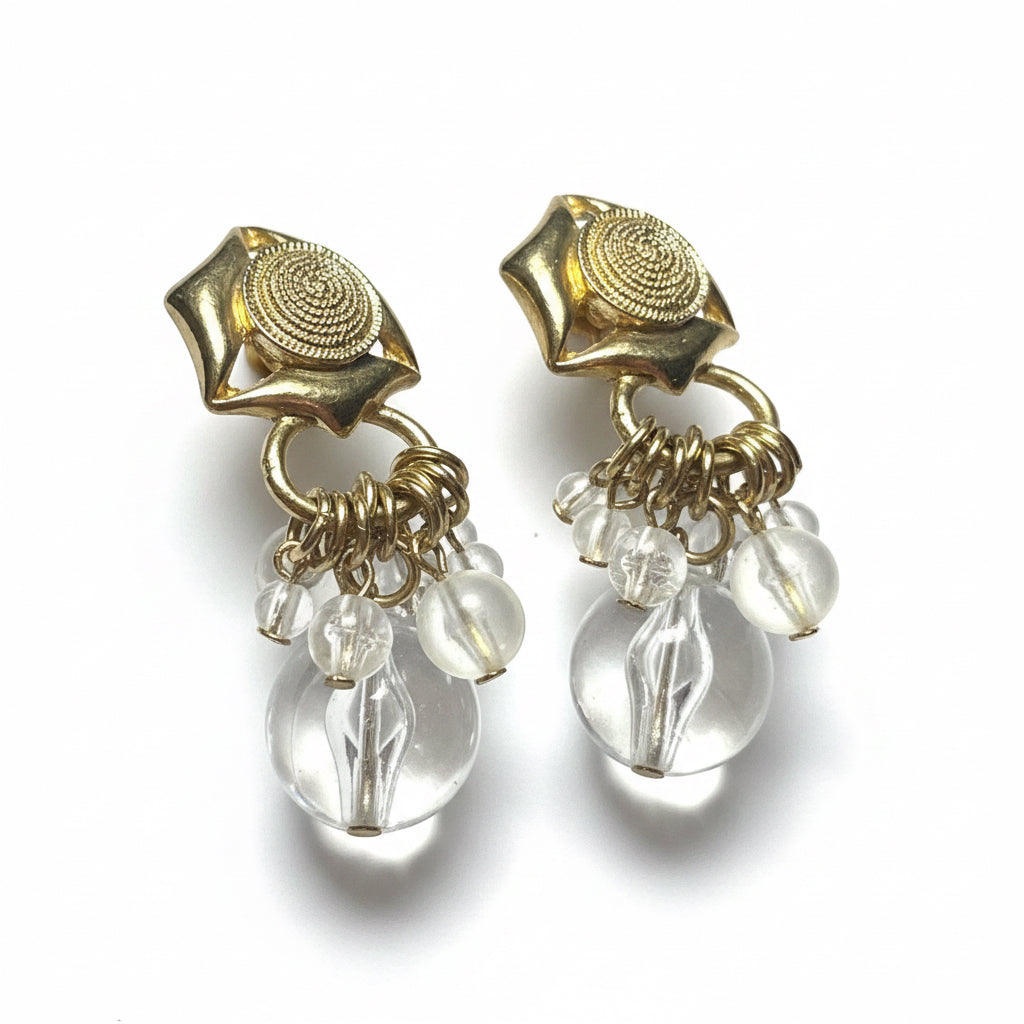 Vintage BCN Signed Hook Jewelry Earrings Drop