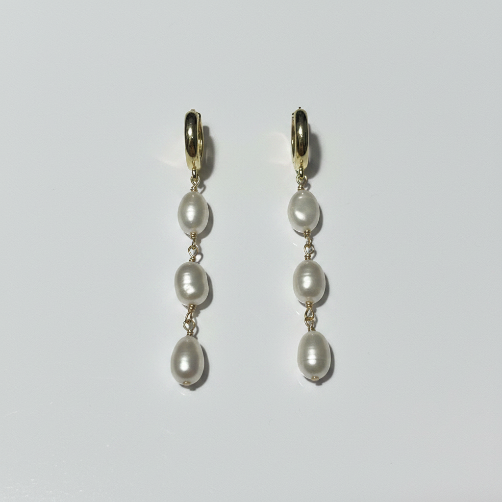 Gold Plated Freshwater Pearl Drop Earrings