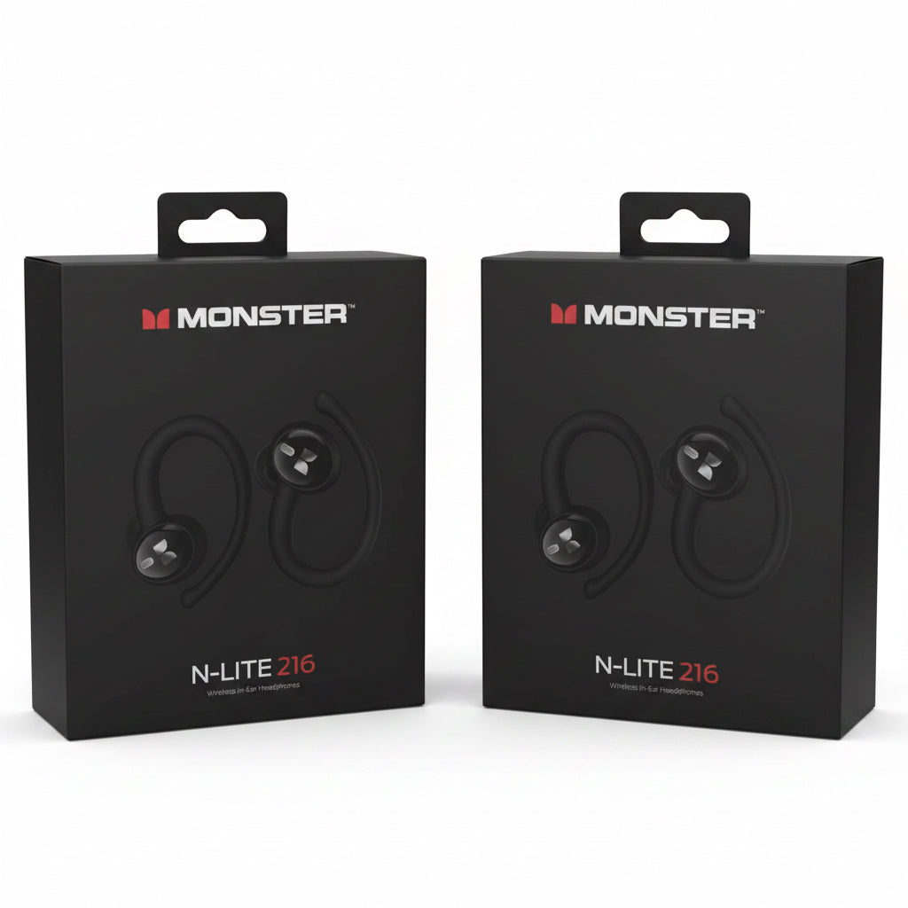 Monster N-Lite 216 Wireless Ear hook Headphones Bluetooth Calls Sports Water Res