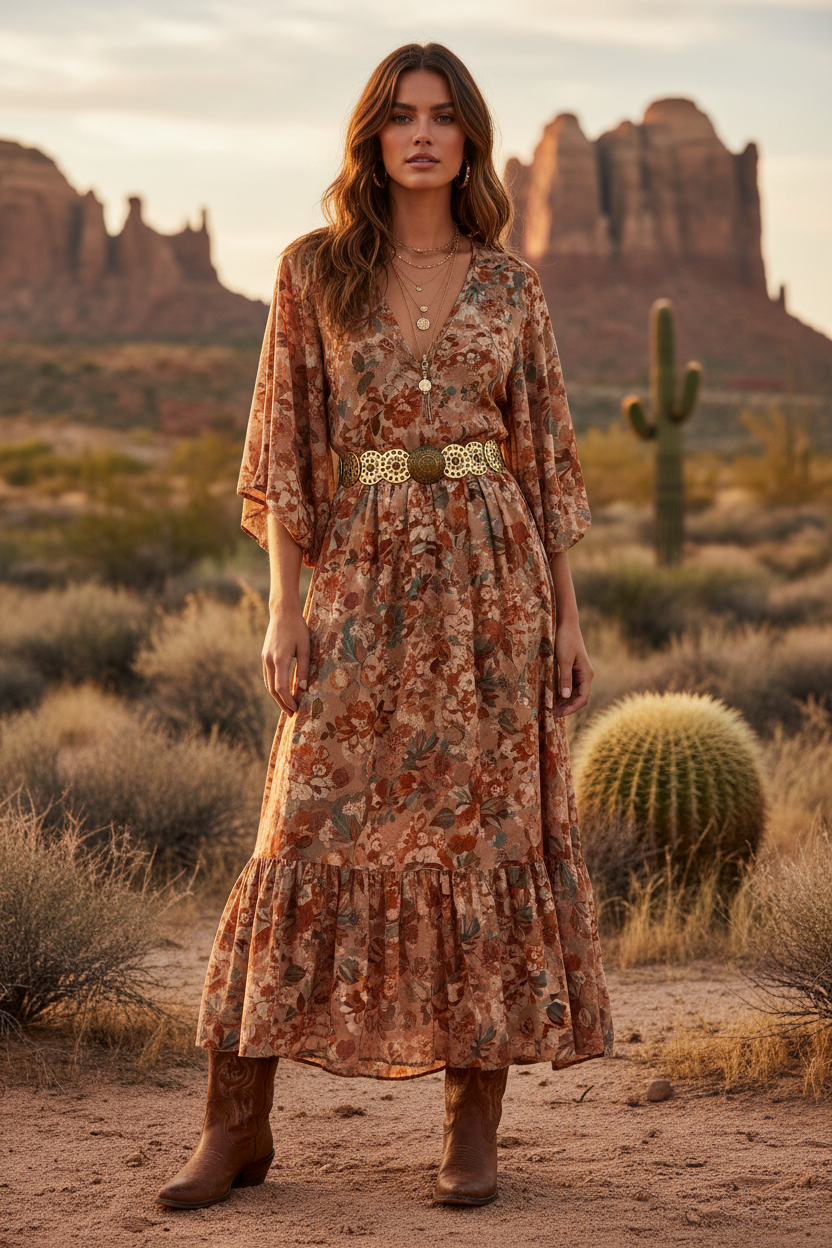 Boho Western Wide Disk Belt