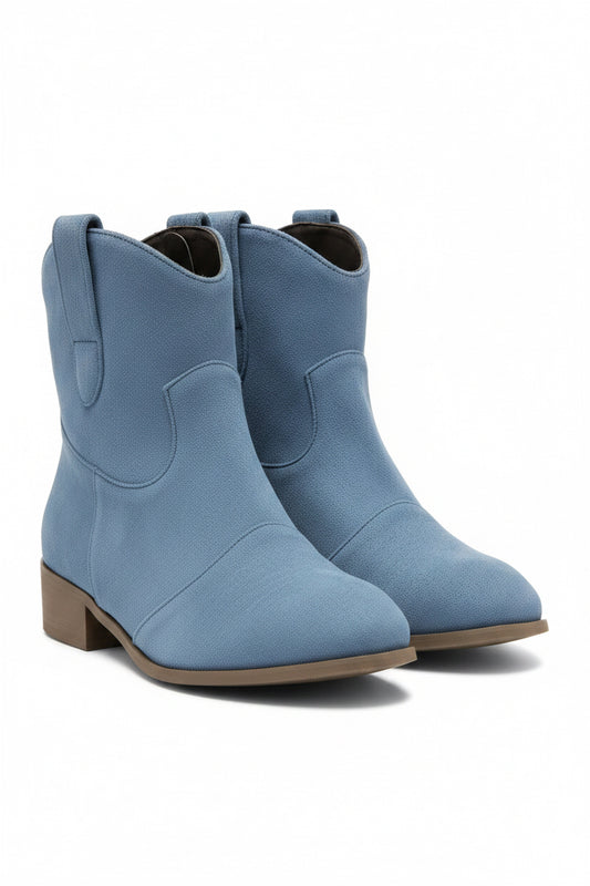 Blue Suede Ankle Boots