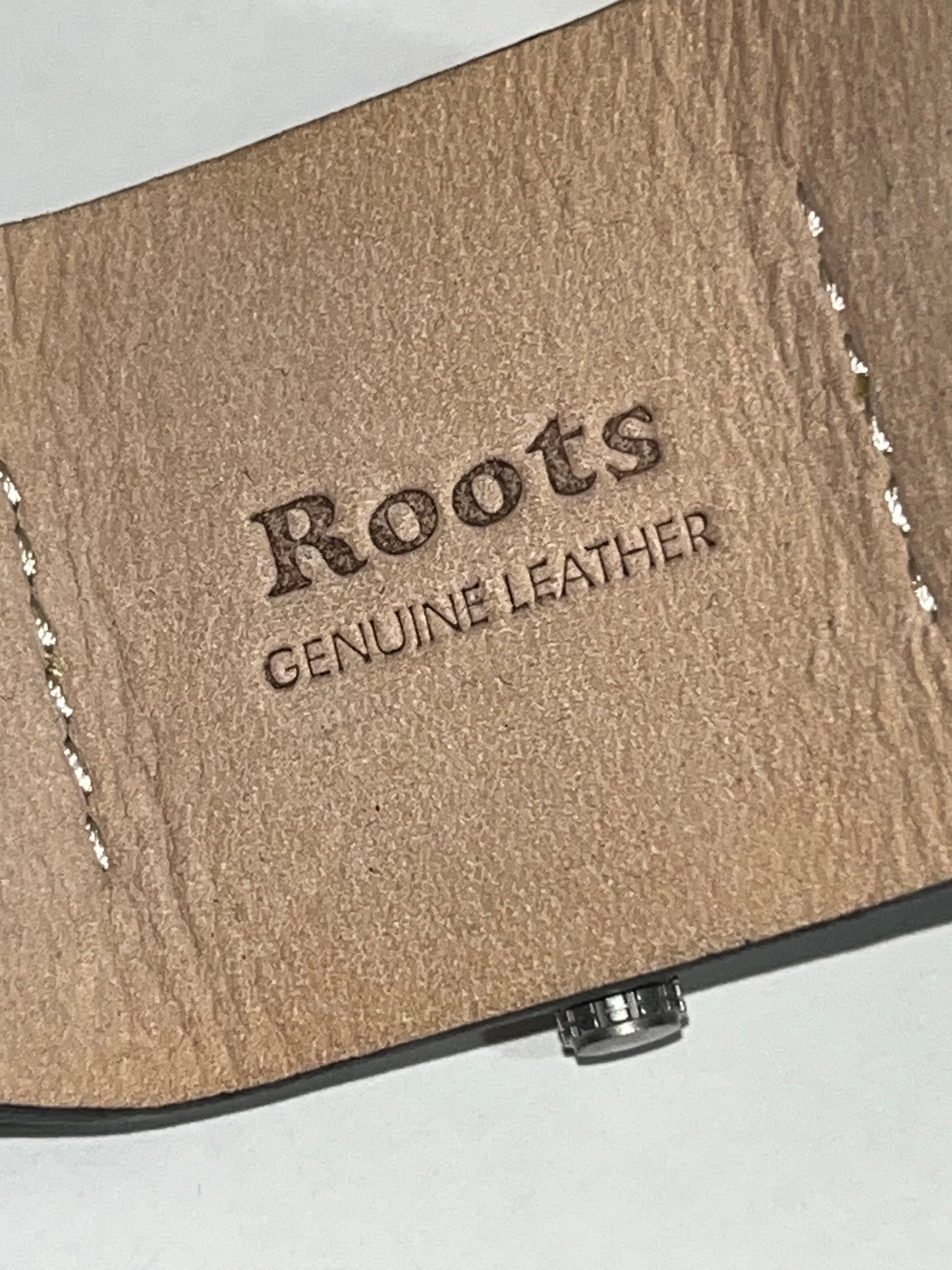Vintage Roots Canada Watch Simcoe Chunky Cuffed Leather Band Metallic Polished