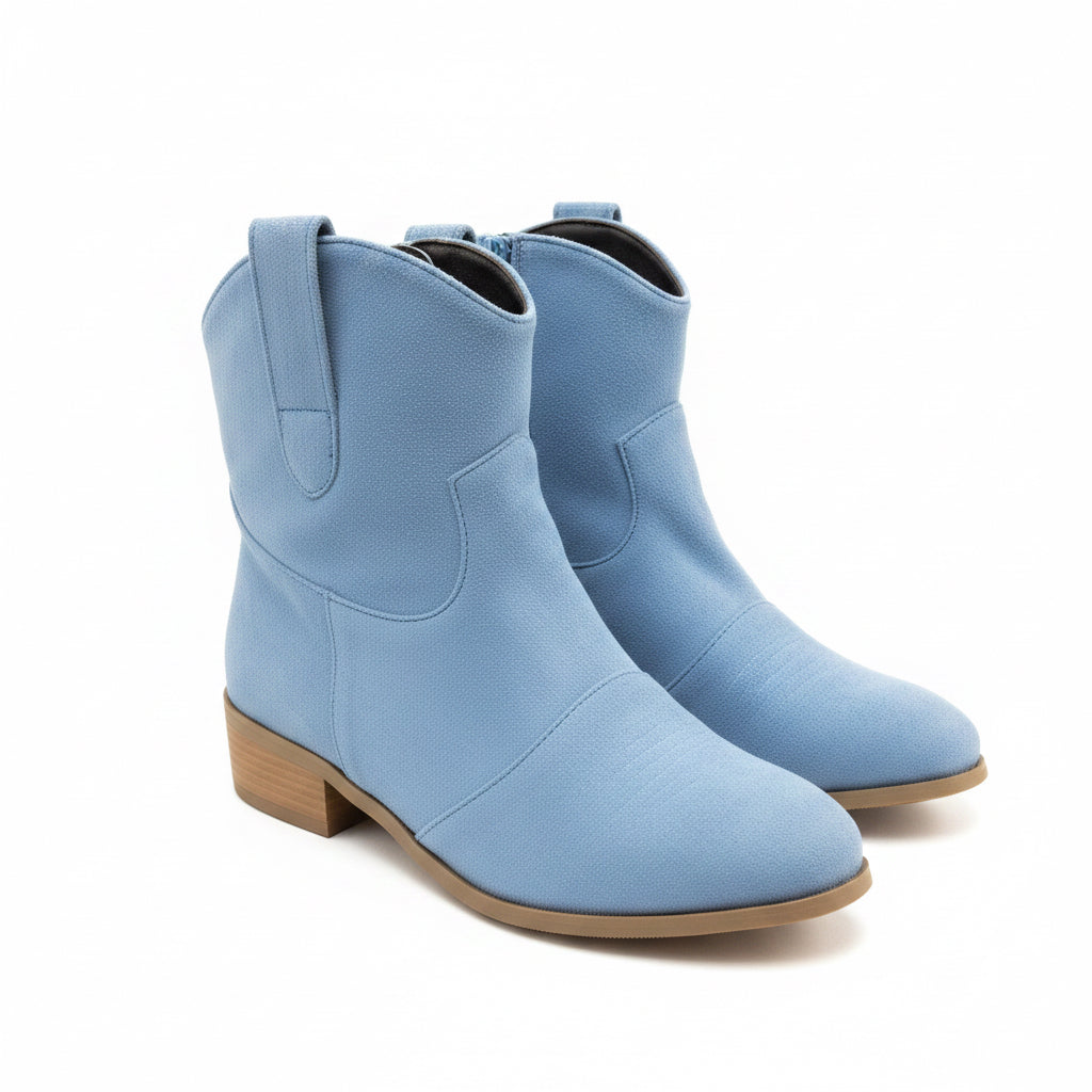 Blue Suede Ankle Boots