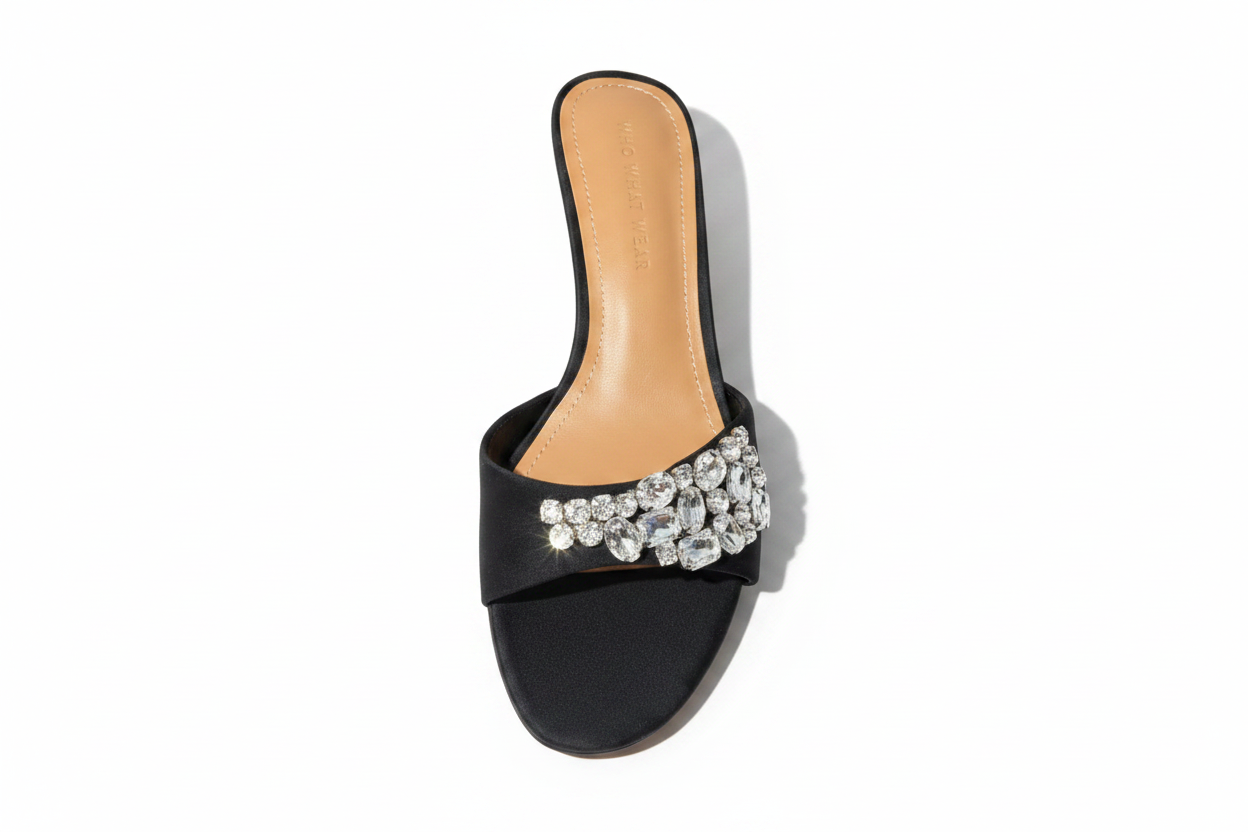 Who, What, Wear - Black Kitten Heels with Rhinestone accents