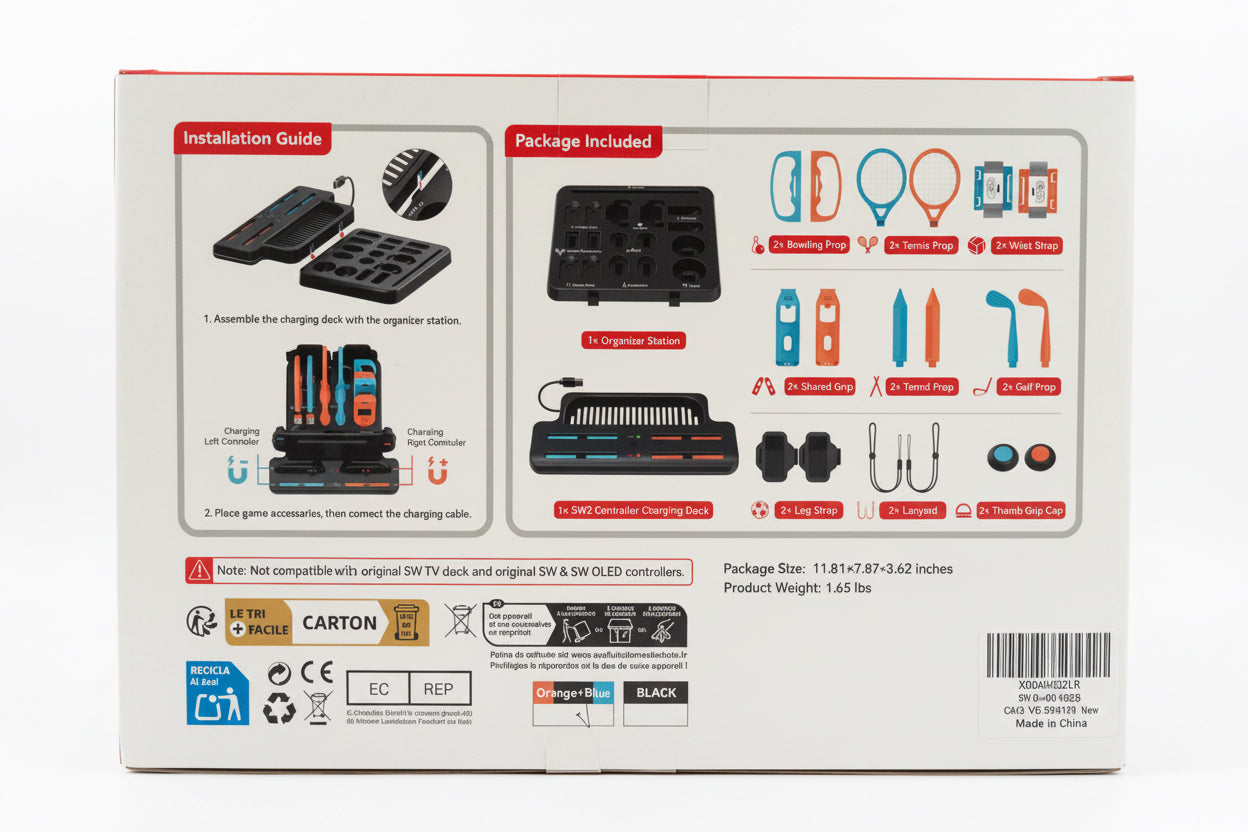 SW2 Controller Charging Dock & Sports Game Accessories Kit
