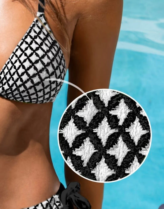 Geo Print Triangle Bikini Top & Bottoms Set