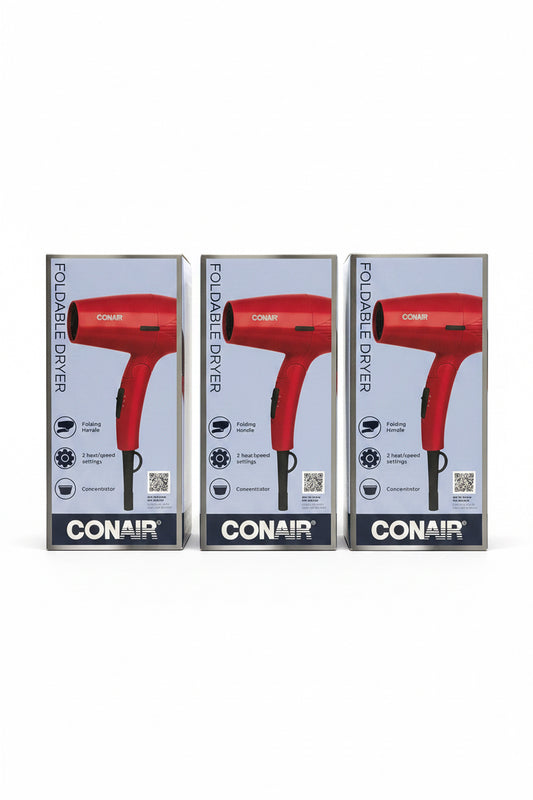 Conair Foldable Travel Hair Dryer (Red)Packable Compact Accessories