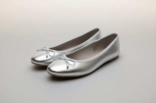 Feversole Memory Foam Silver Ballet Flats