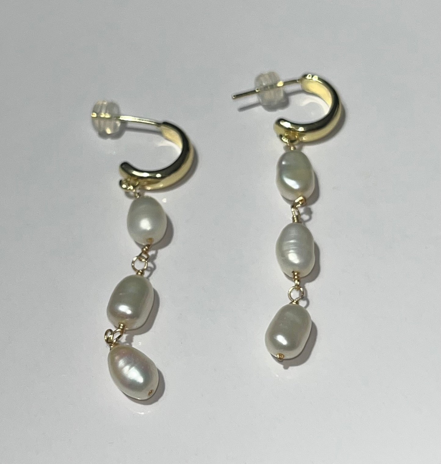Gold Plated Freshwater Pearl Drop Earrings