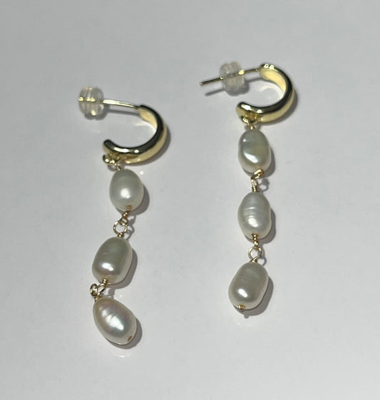 Gold Plated Freshwater Pearl Drop Earrings