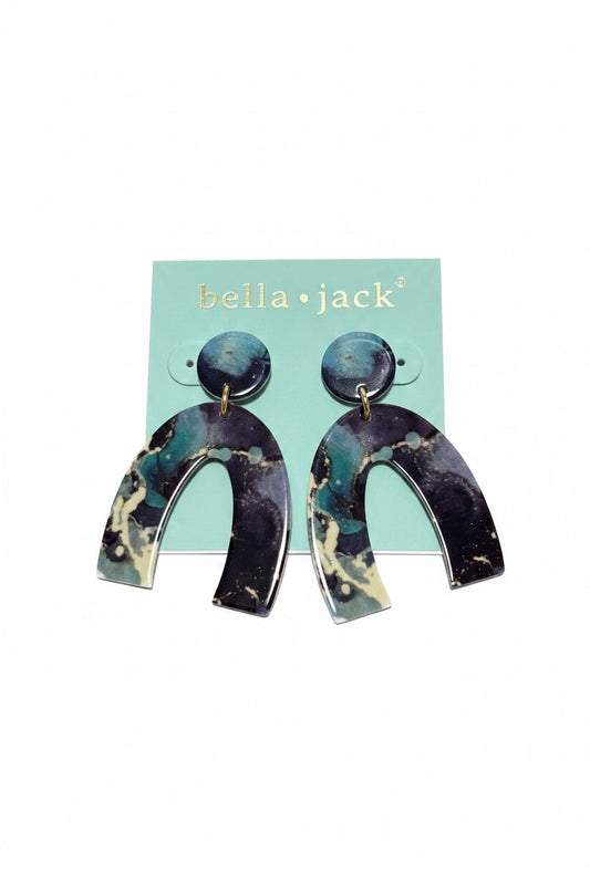 NWT Bella & Jack Blue Tone Drop Lobe Earrings Modern Fashion Jewelry Lite Weight