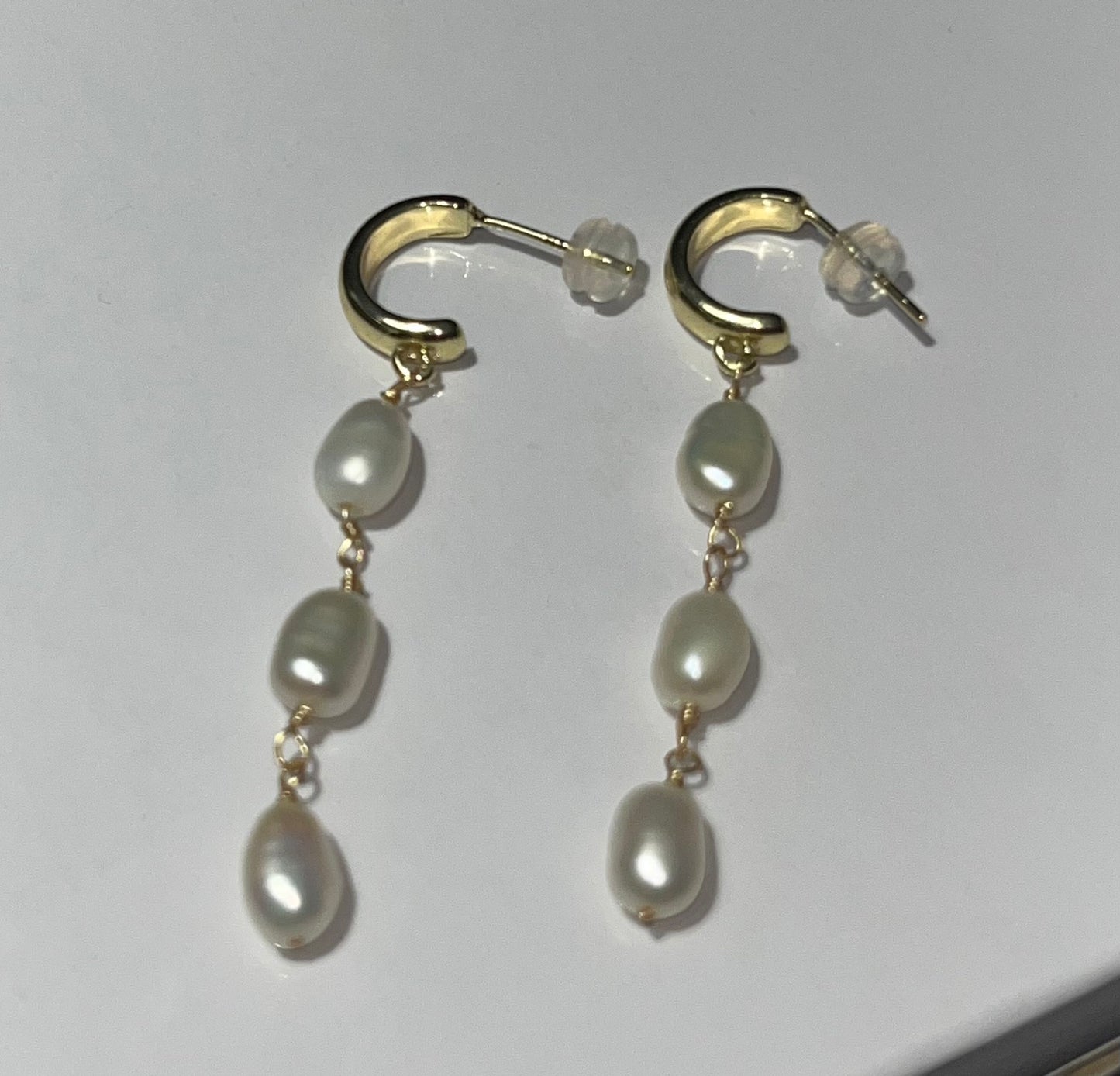 Gold Plated Freshwater Pearl Drop Earrings
