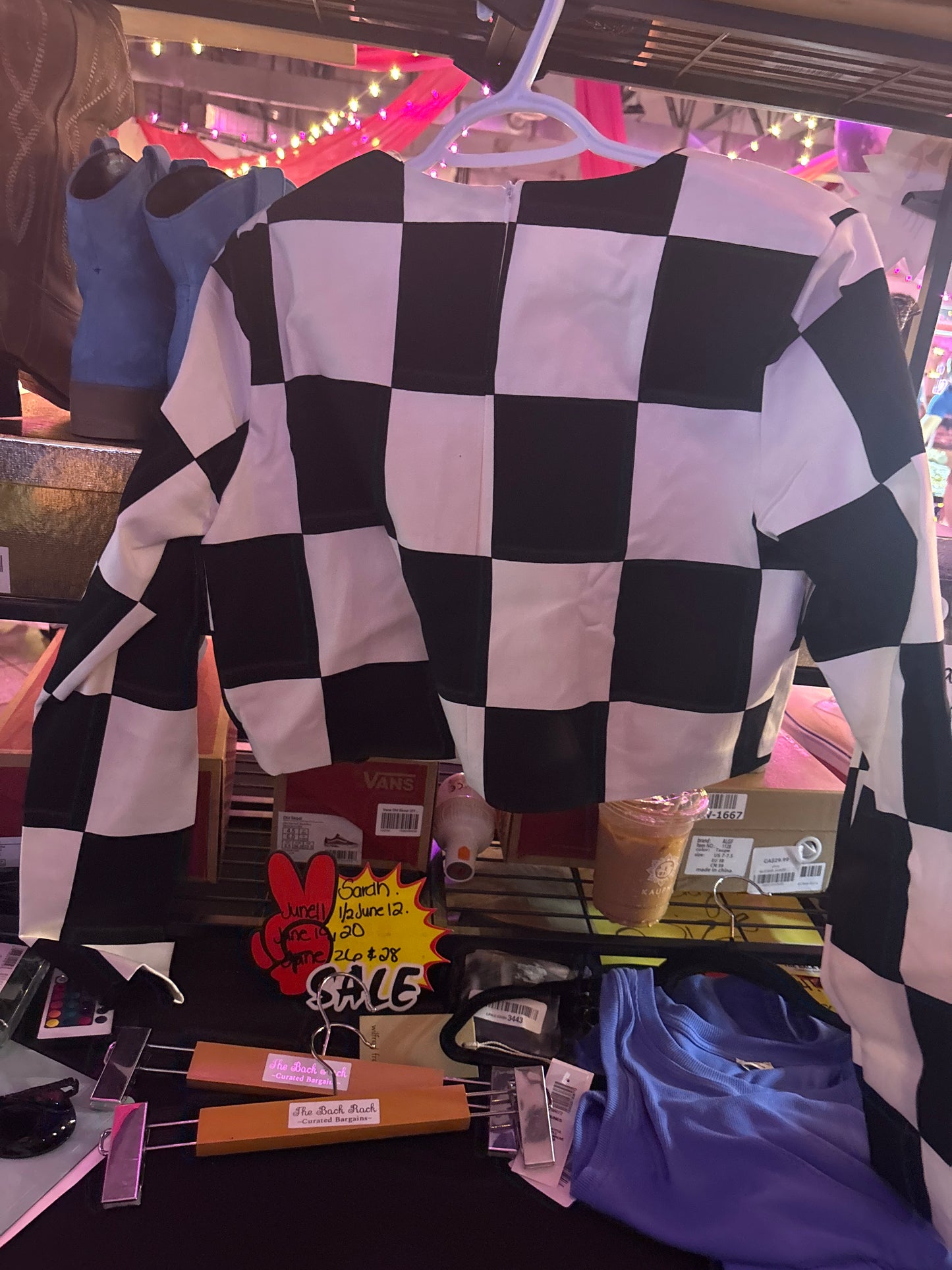 Checkered Zara Long Sleeve Crop Top
