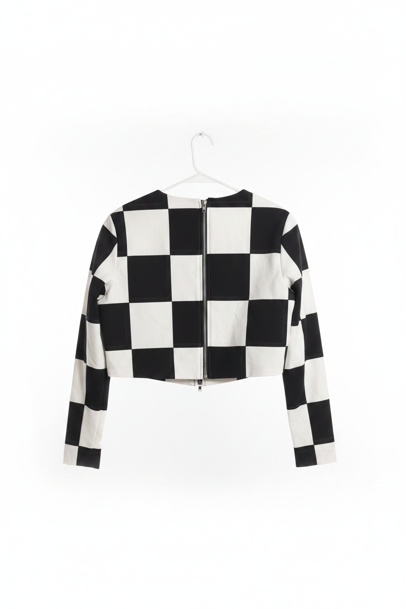 Checkered Zara Long Sleeve Crop Top