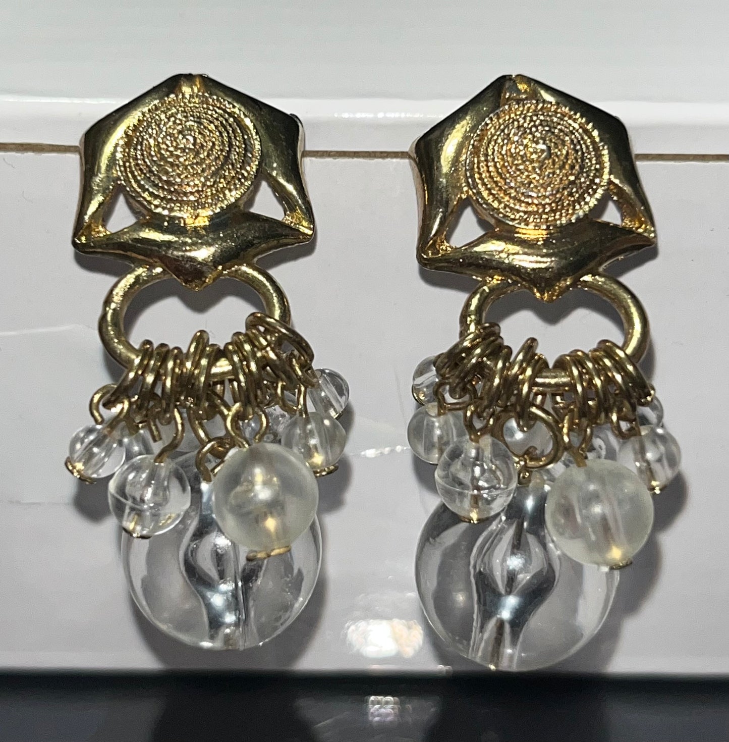 Vintage BCN Signed Hook Jewelry Earrings Drop