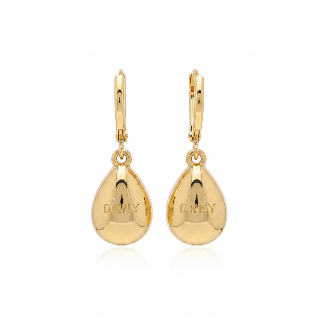 DKNY Red/Gold Tear Drop Lever back Earrings