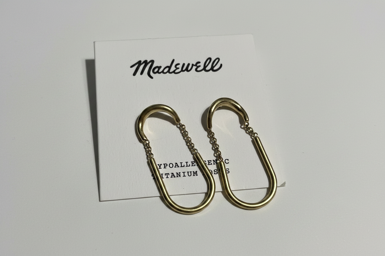 Madewell's Chain Loop Earrings Hypoallergenic Titanium Gold Tone