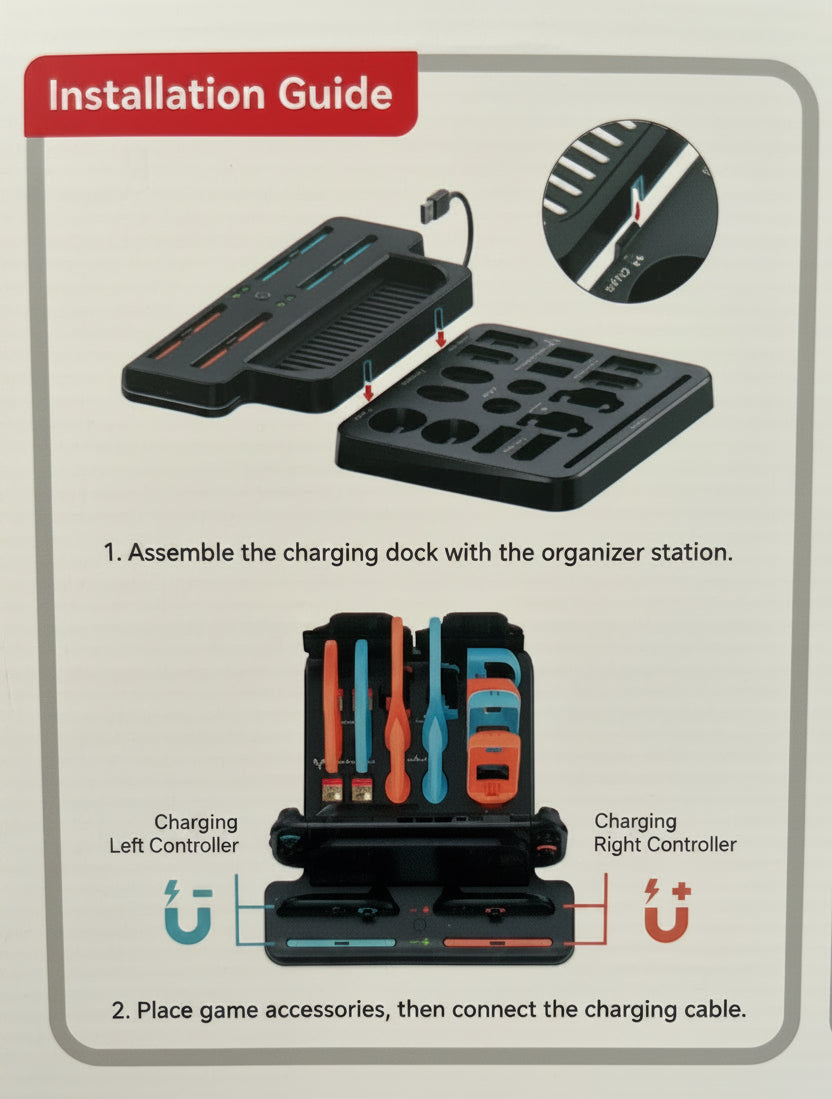 SW2 Controller Charging Dock & Sports Game Accessories Kit