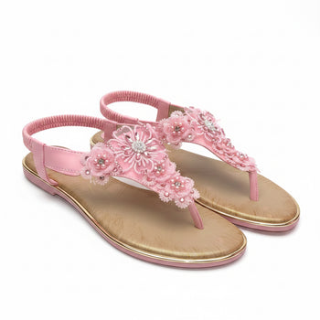 Pink Lace Open-Toe Sandals