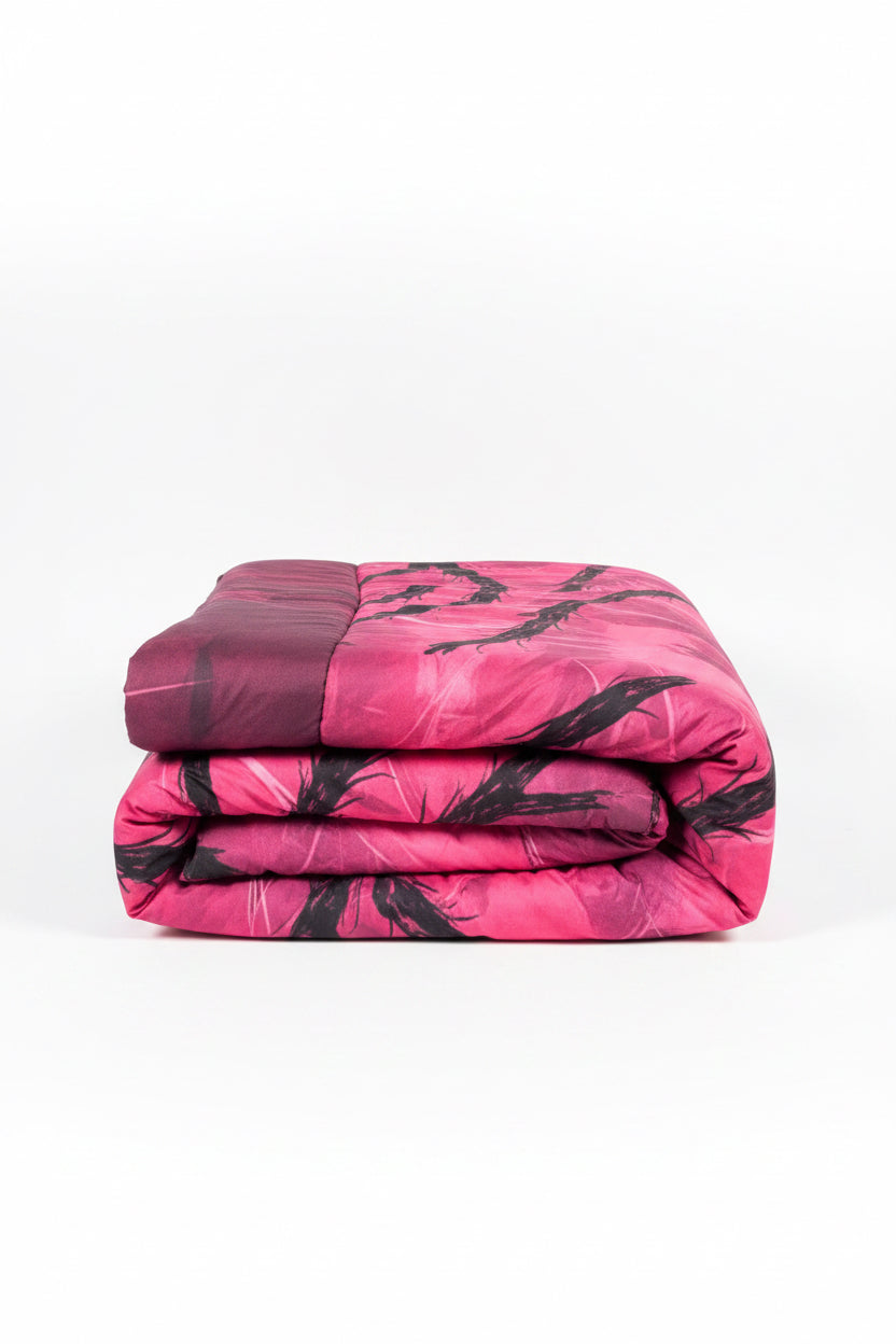 Duvet set 3pcs Queen Size Pink Black Widow Spider Theme Lovers Dark & Spooky