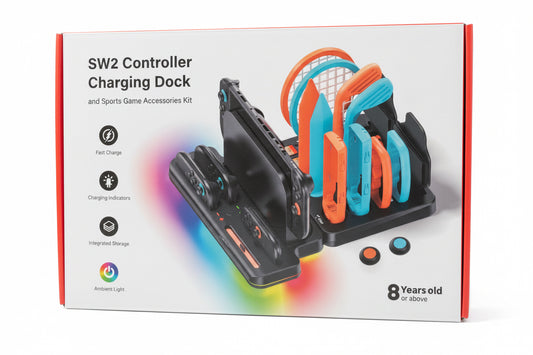 SW2 Controller Charging Dock & Sports Game Accessories Kit