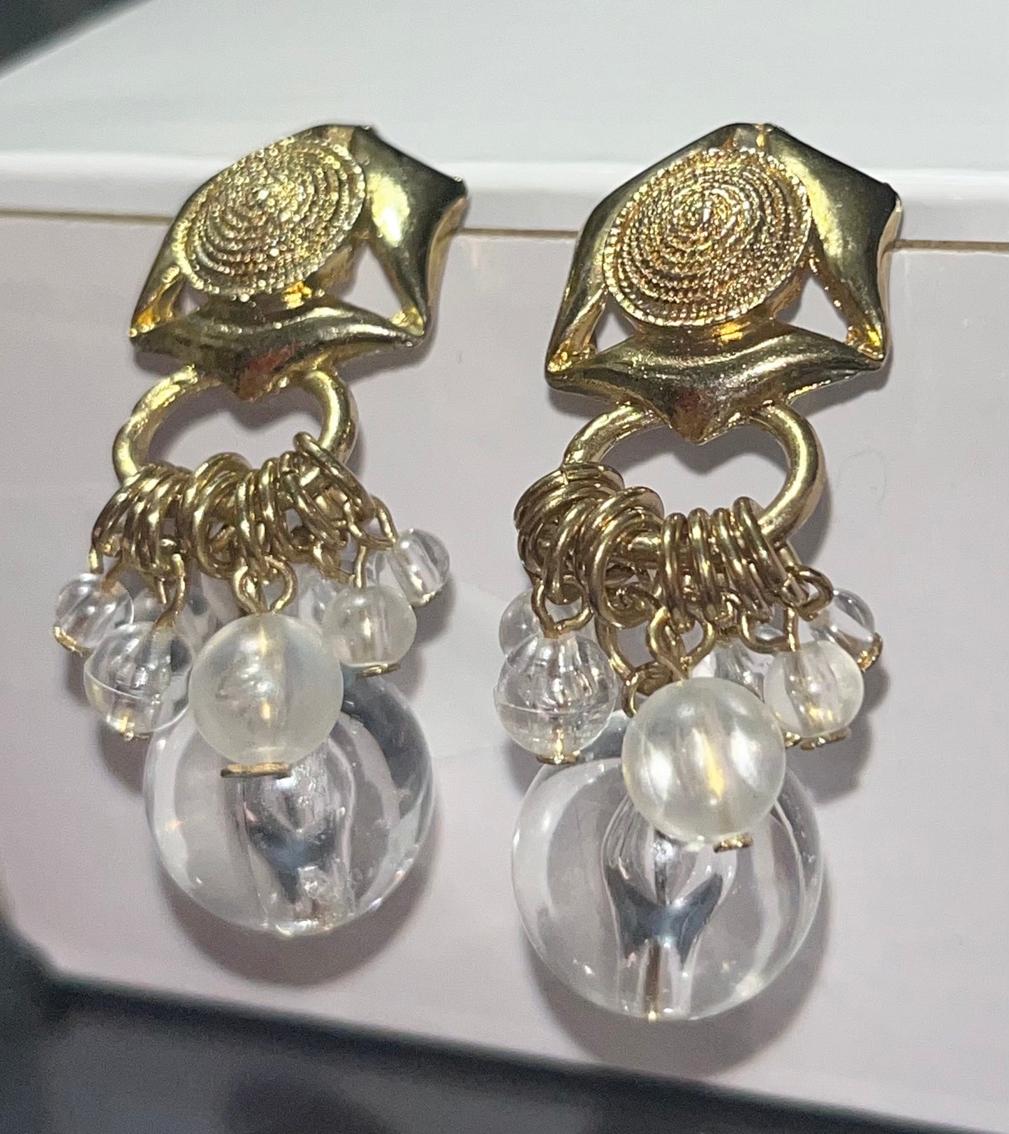 Vintage BCN Signed Hook Jewelry Earrings Drop