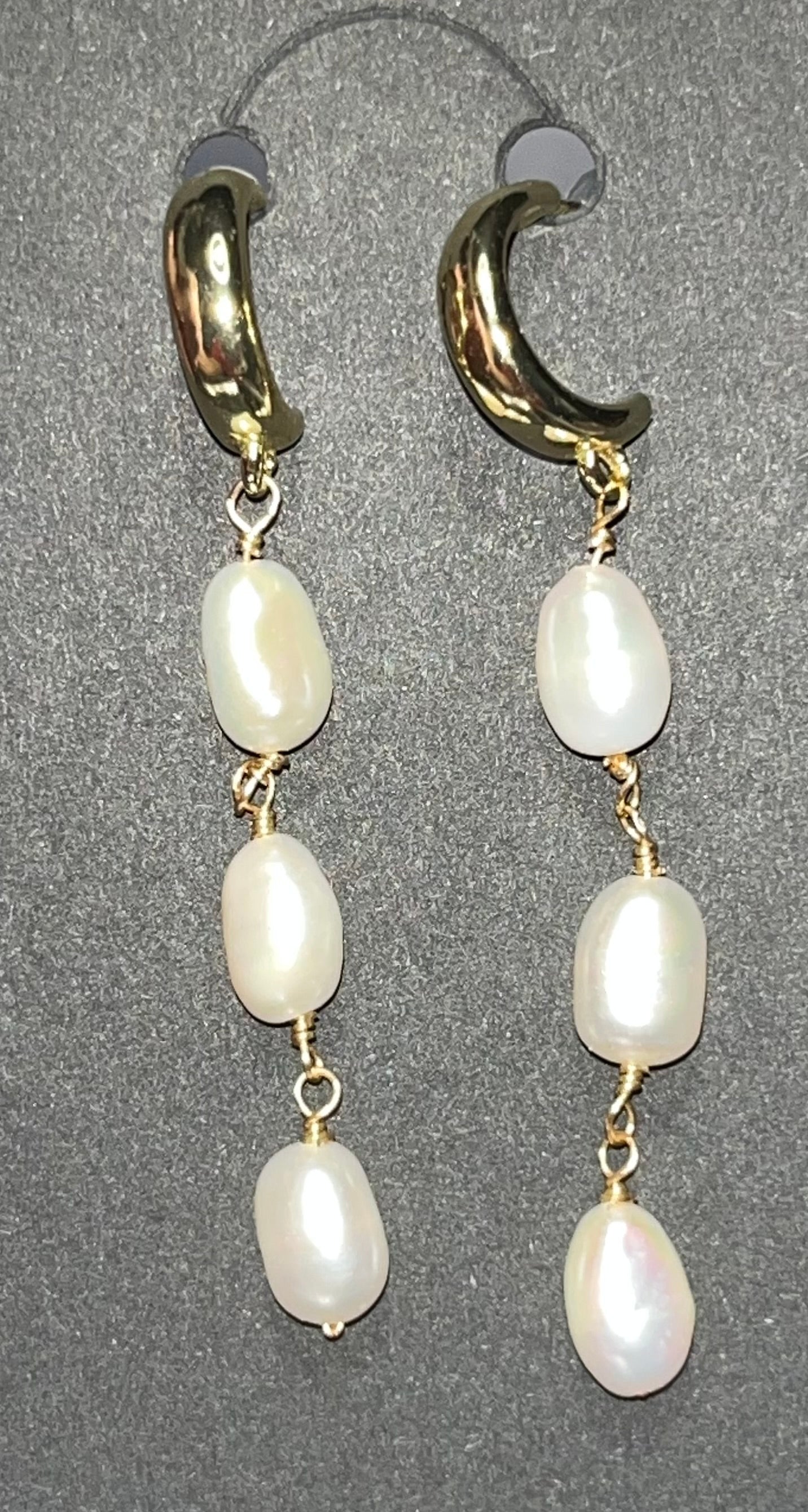 Gold Plated Freshwater Pearl Drop Earrings