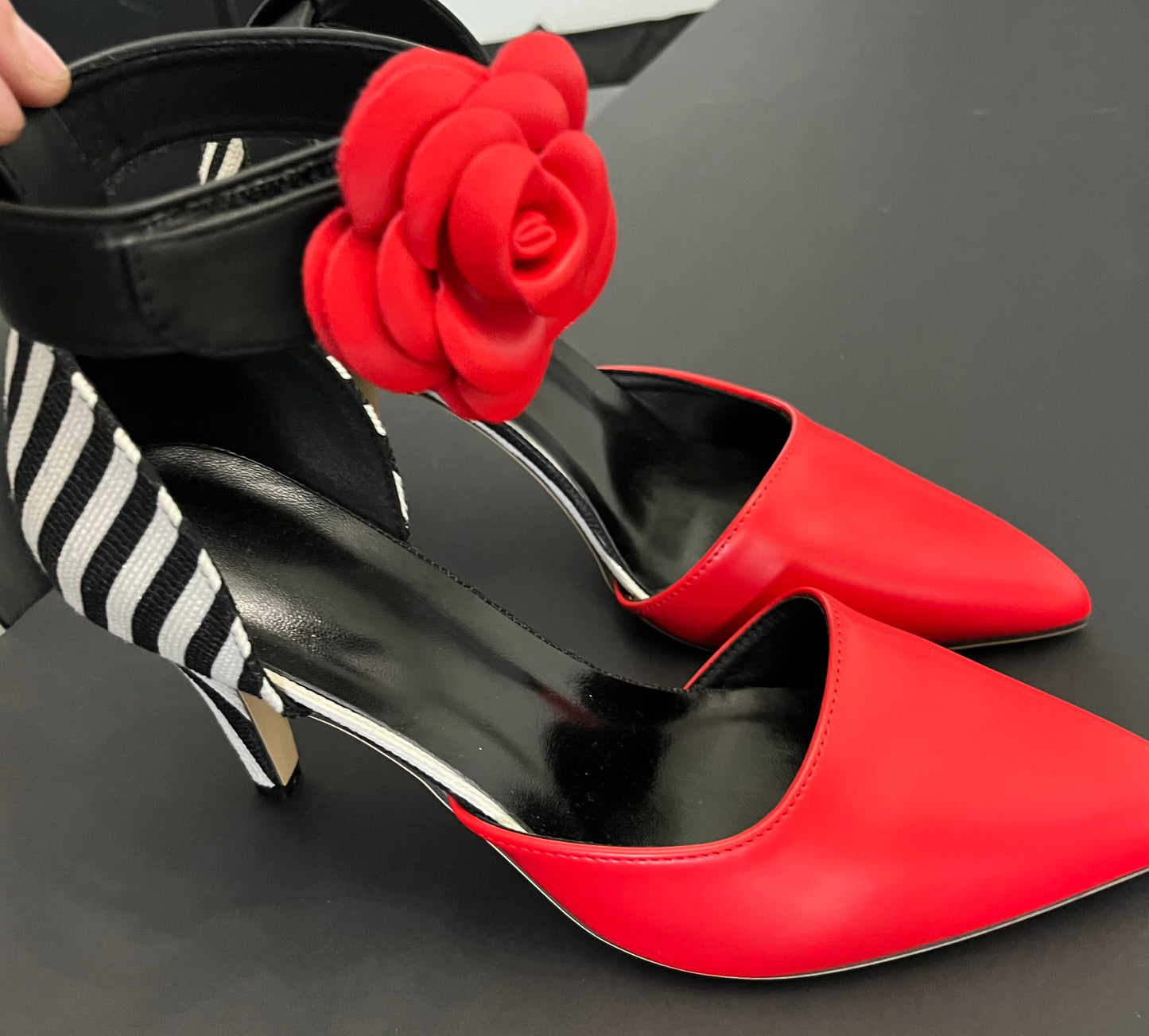 Party Pump Stiletto Heels Ankle Wrap Flower
