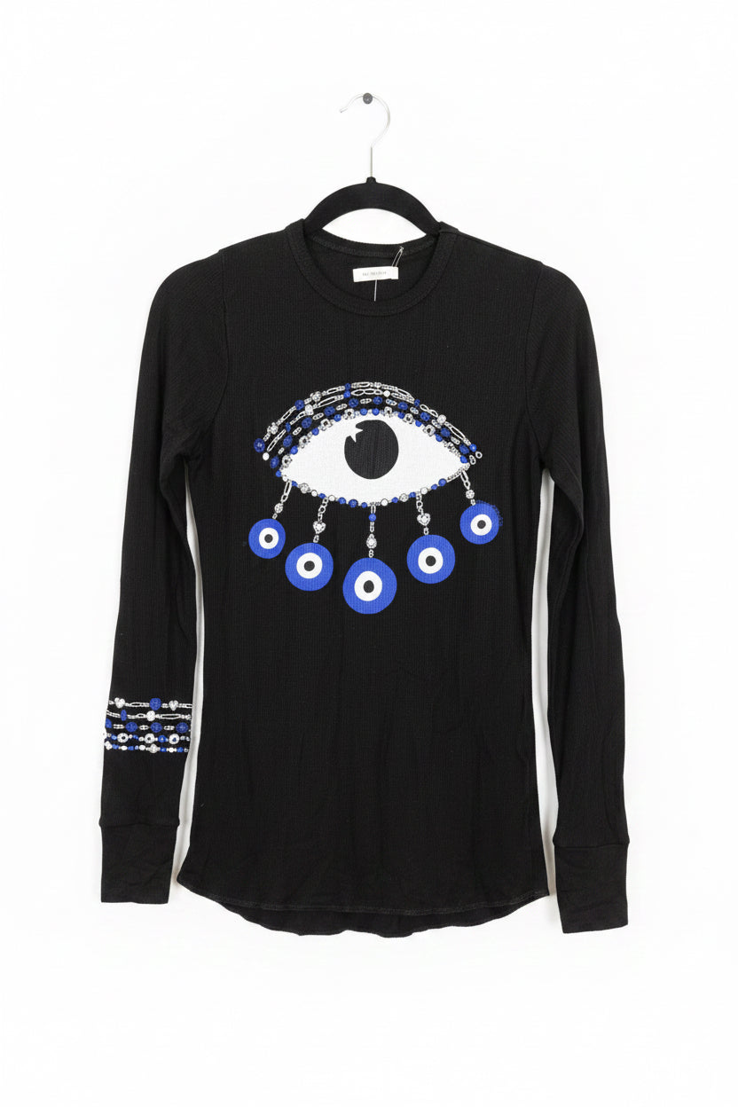 Lauren Moshi Evil Eye Black Long Sleeve Shirt
