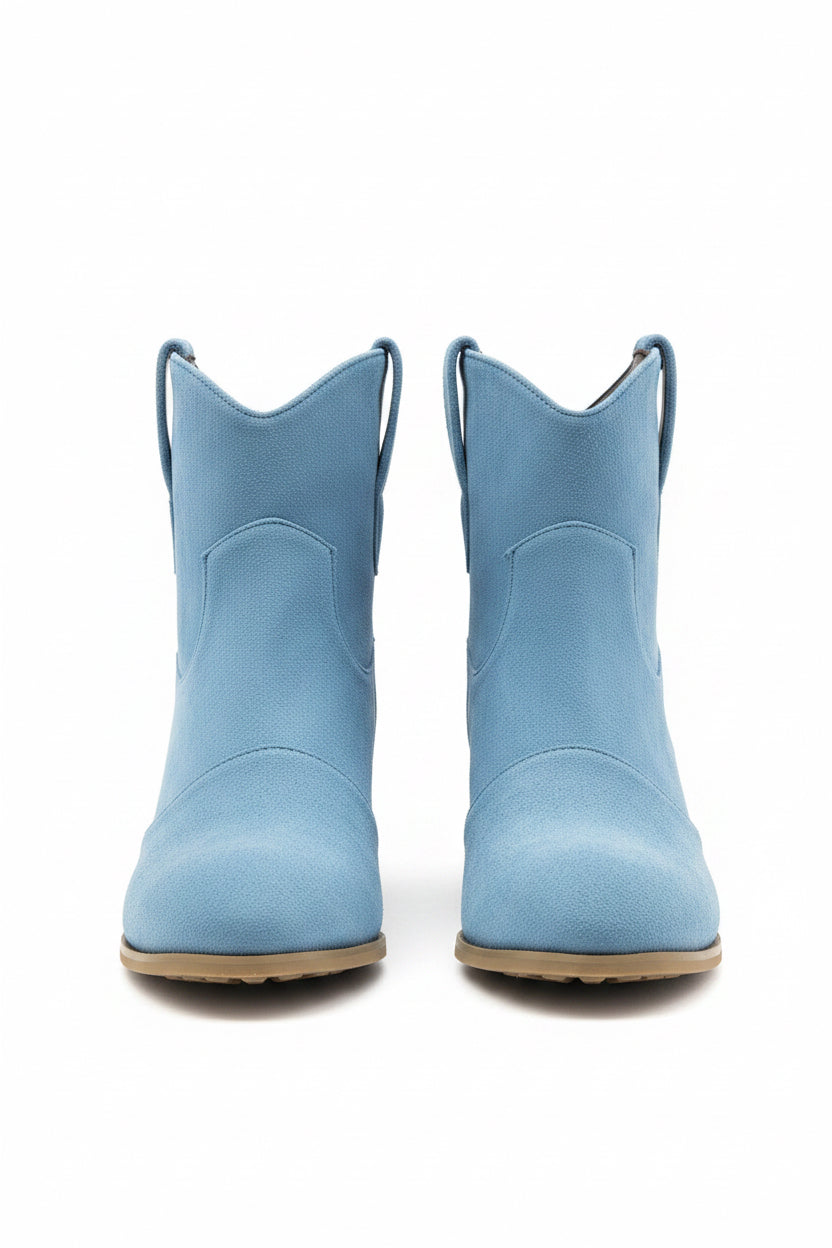 Blue Suede Ankle Boots