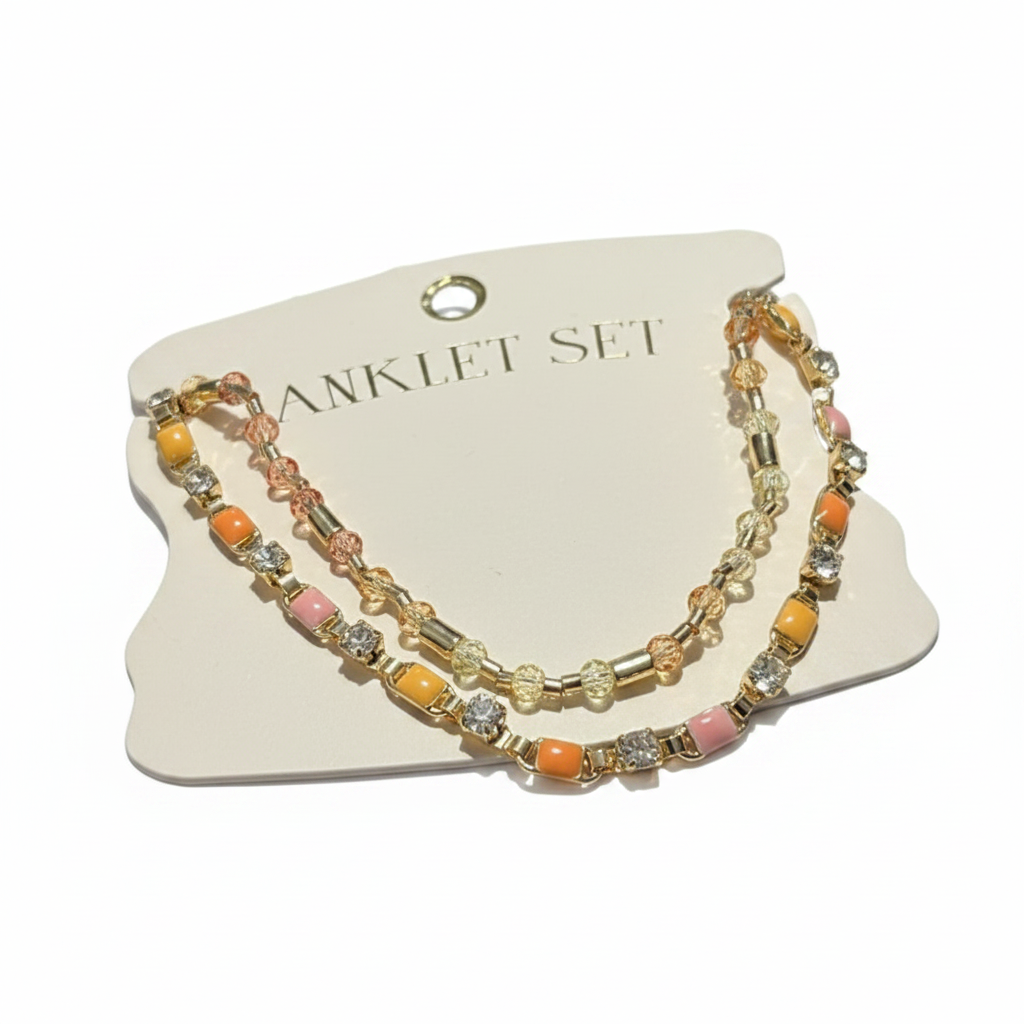 Anthropologie 14K Gold Plated Anklet Set Clasp closure