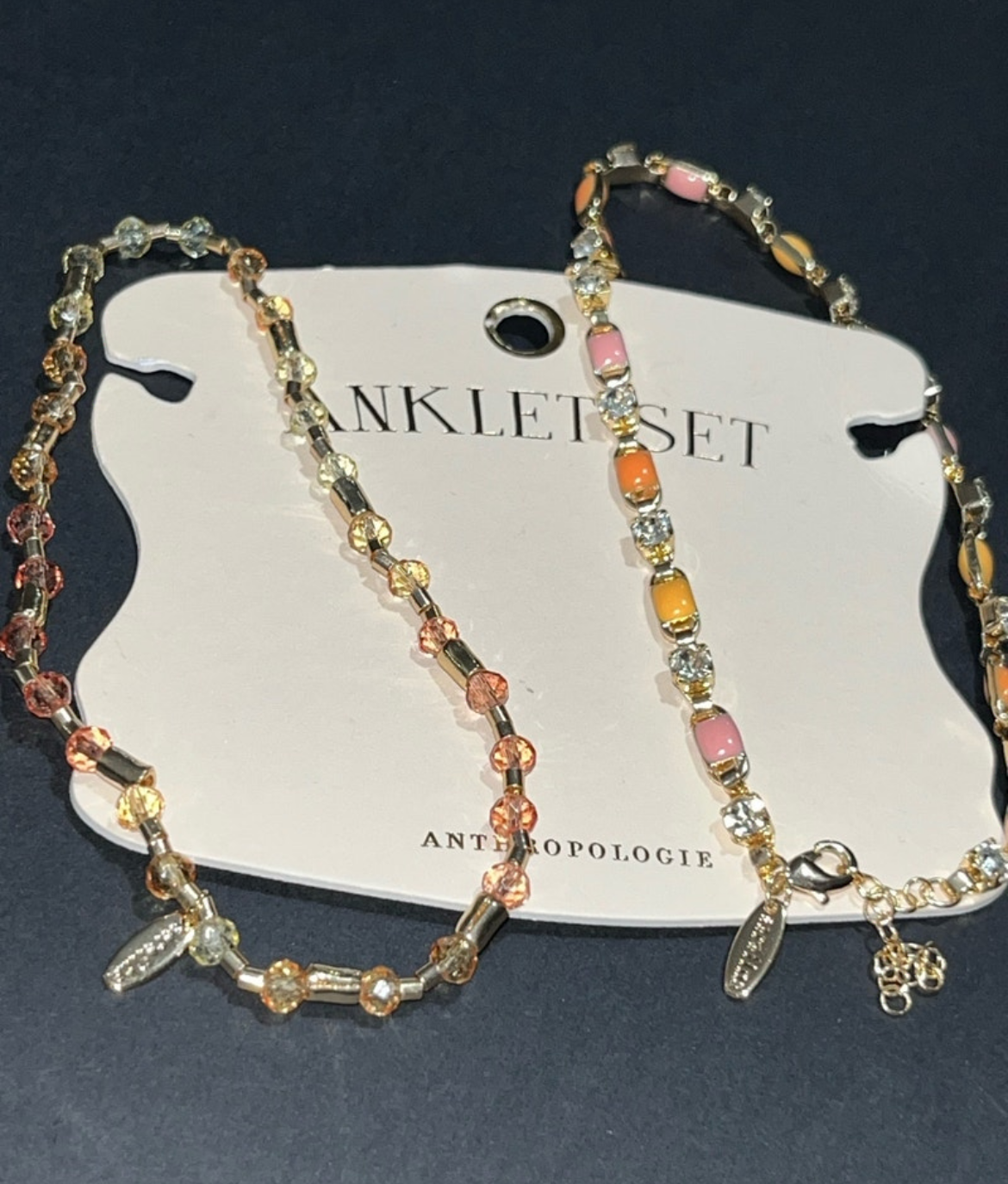 Anthropologie 14K Gold Plated Anklet Set Clasp closure
