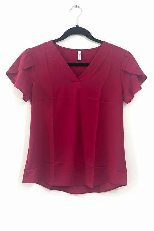 Red V-Neck Blouse