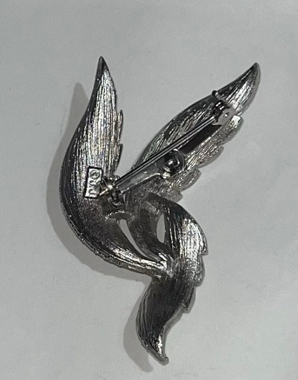 Vintage Signed J.J JONETTE Textured Leave Pin Brooch Silver Tone Jewelry Fashion