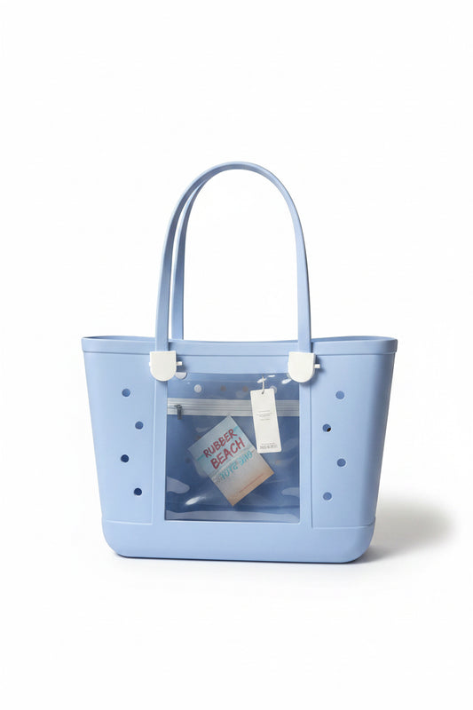 XL- Lake Blue Rubber Beach Tote Bag