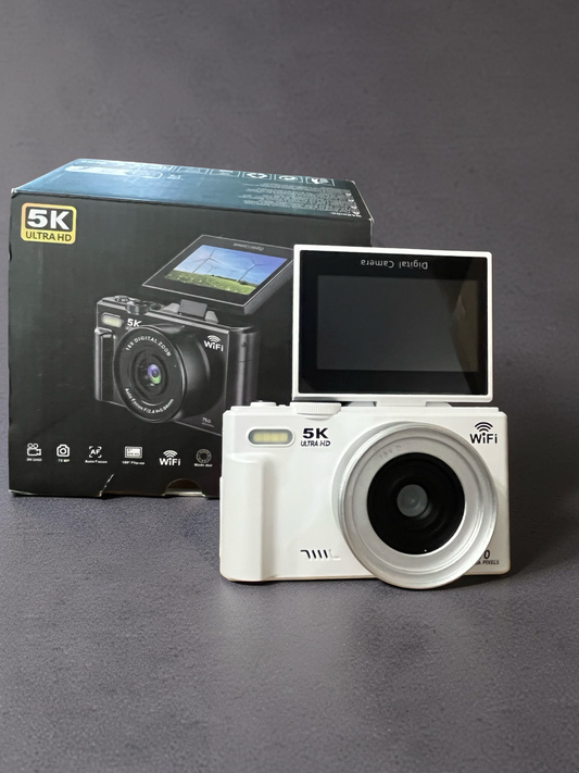 5K Digital Camera - Wifi 75MP UHD-Autofocus Vlogging & YouTube compatible with 3" Flip Swival Screen