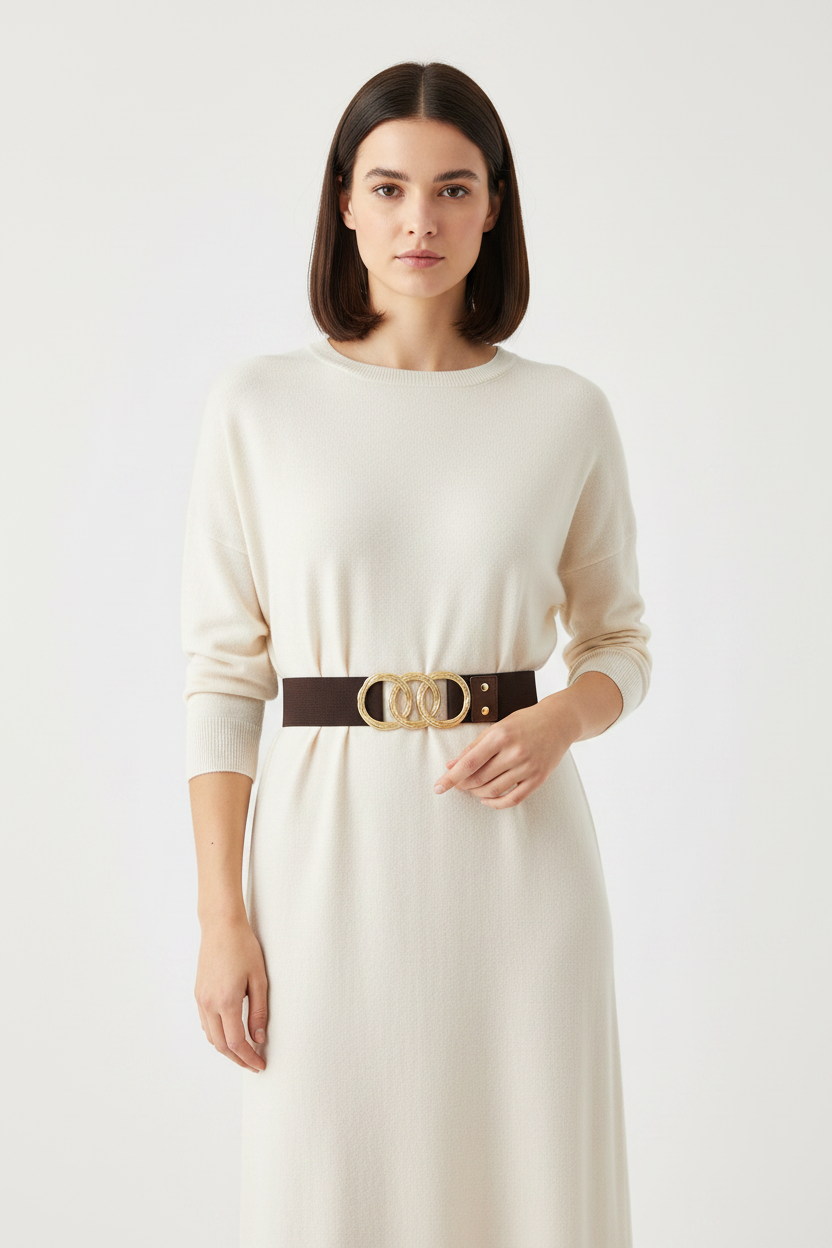 Womens Wide Waist Vintage Elastic Belt