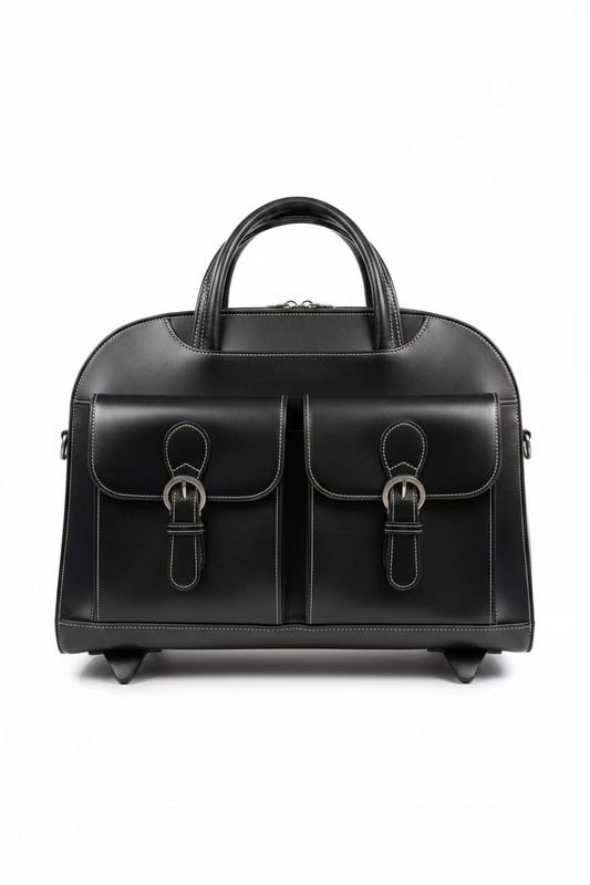 McKlein USA 15" Wheeled Laptop Briefcase Top Grain Cowhide Black Leather