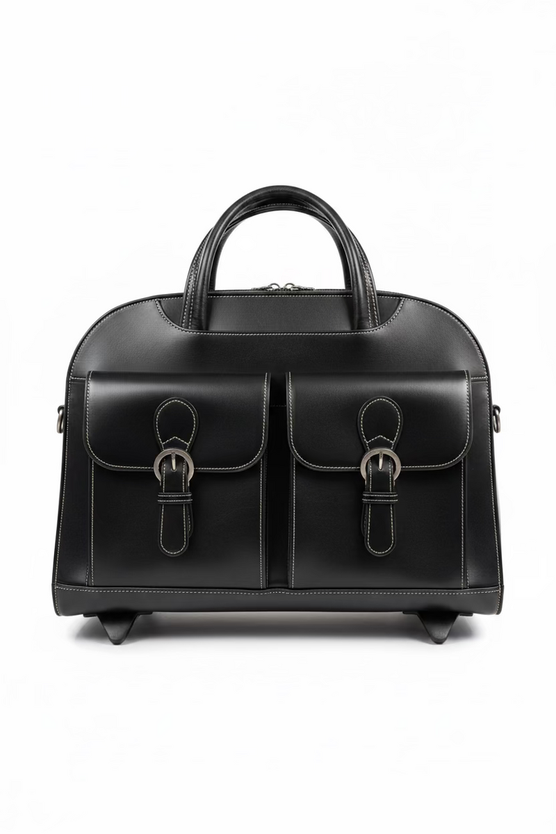 McKlein USA 15" Wheeled Laptop Briefcase Top Grain Cowhide Black Leather