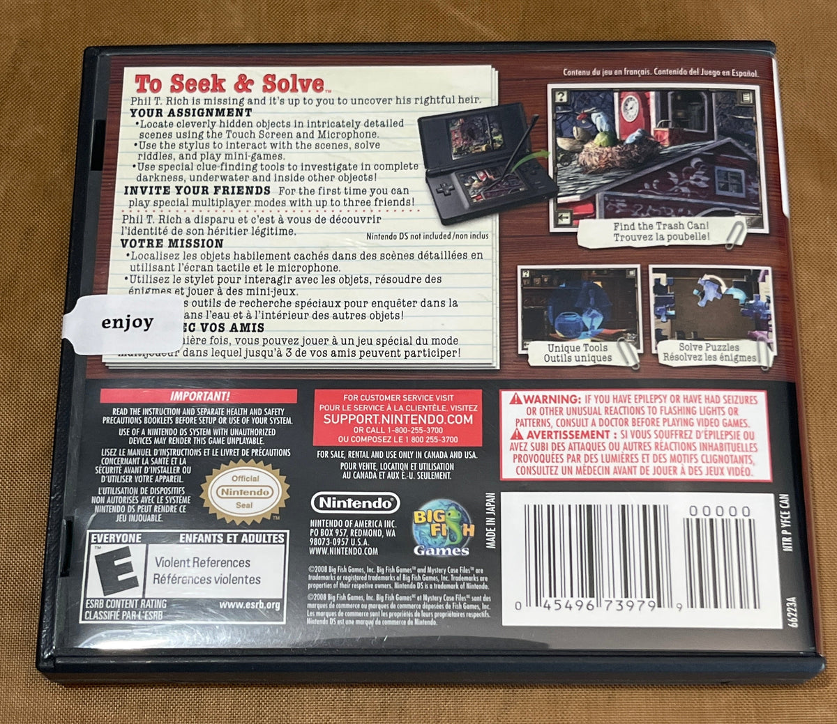 CIB Mystery Case Files Million Heir Nintendo DS Game